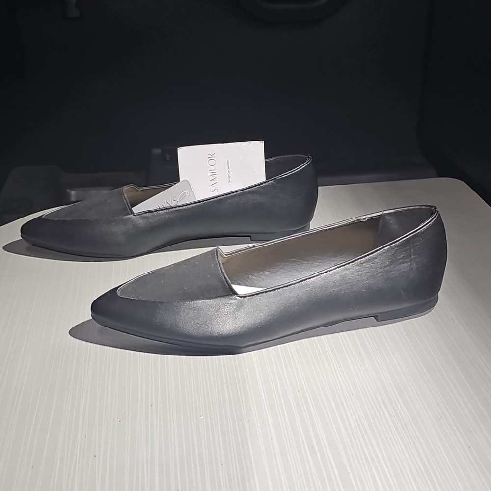 Samilor Women's Flats Black Faux‎ Leather/ Suede Size 9 NWT